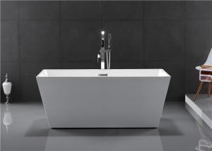 Fiberglass Freestanding Rectangular Tub , Modern Stand Alone Tub In Small Bathroom