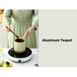 Induction Ready Aluminum Teapot Non Stick With Detachable Handle And Glass Lid