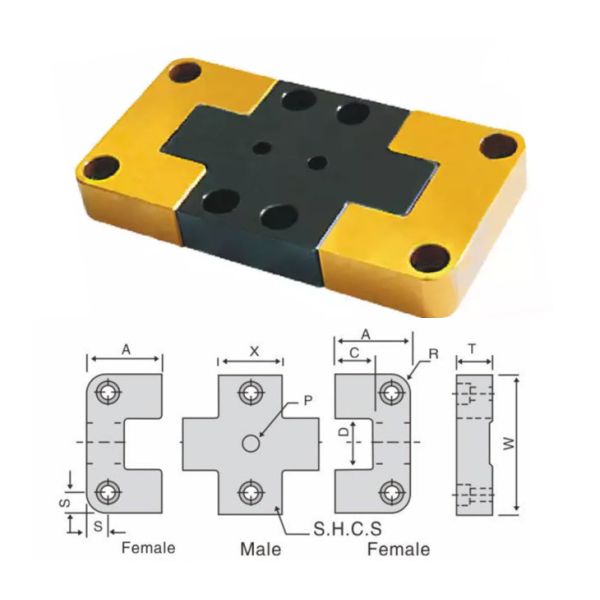 Quality 1.7131 Oxide black Injection Mold Interlocks , Square Locking Block Set wholesale