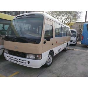 LHD Steering Drive Used Toyota Coaster Bus brown color Leather Seat 23 - 30
