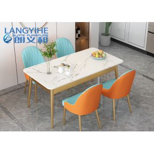 Rectangular Rock Board Marble Dining Table And Chair Combination