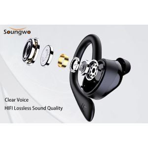 HIFI Lossless Sound Wireless Waterproof Earbuds With Ear Hooks 10mm Speaker