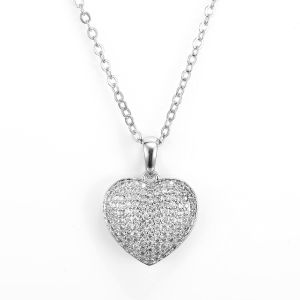 China White 925 Silver CZ Pendant Kids Heart Shaped Cubic Zirconia Pendant on sale