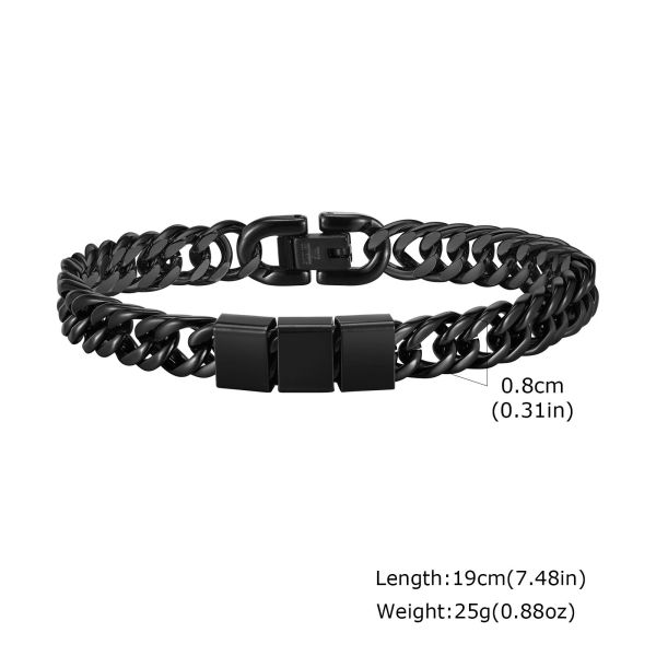Quality Stocked 19cm and 23 cm Black Stainless Steel Bracelet Men's bracelets with fast shipment wholesale