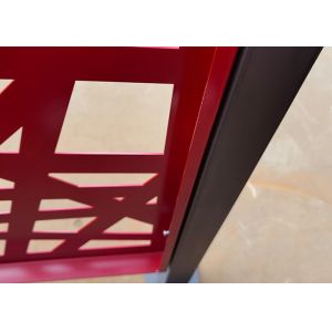 GN-SP-166 Laser Cutting Red Painted Steel Screen Panel With Geometric Pattern