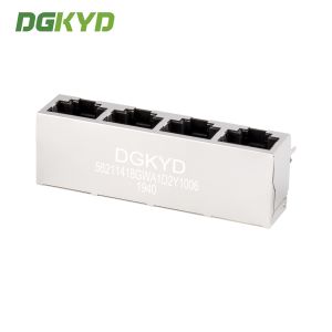 1X4 Ethernet shielded connector RJ45 female socket horizontal interface