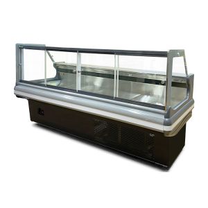 Tempered Glass Right Angle Type Deli Display Refrigerator Meat Display Butchery