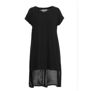 China Chiffon Casual Ladies Plus Size Dresses In Black With Long Back Hem Polyester Material on sale