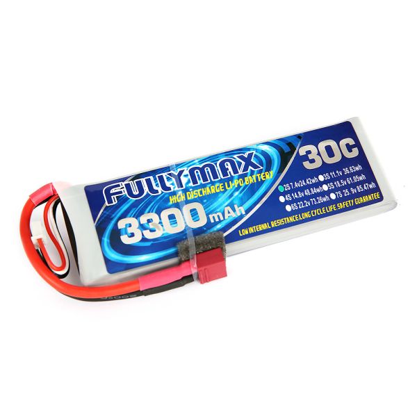 Quality FULLYMAX LiPo Battery Pack 30C 3300mAh 2S 7.4V with T Plug for RC Car Boat Truck Heli Airplane wholesale