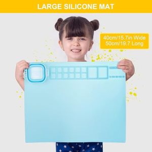 19.7"×15.7" Silicone Craft Mat With Cup And Brush Cleaner Tool For Art Clay Play