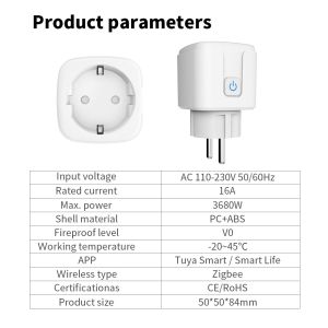 16A EU Plug Zigbee Smart Socket Tuya WIFI Smart Socket