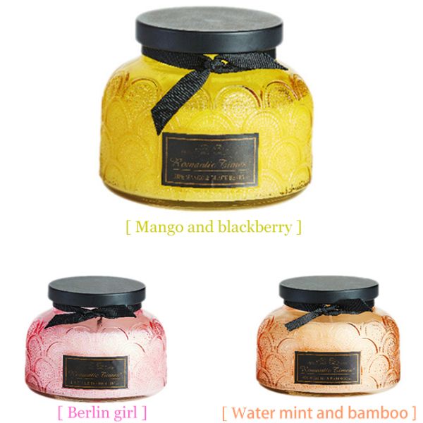 Lace Pattern Glass Soy Candle Jar Natural Soy Wax Candles
