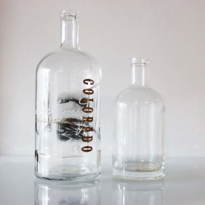 375ml Large Alcohol Bottle Clear Glass Bottles For Liquor Bourbon