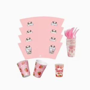 FSC Biodegradable Paper Cup Fan Raw Material Double PE PLA Coated Printed White