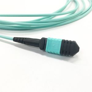 8F MPO Patch Cable OM3 50/125μM 3.0mm OFNR Aqua For Data Center Infrastructure