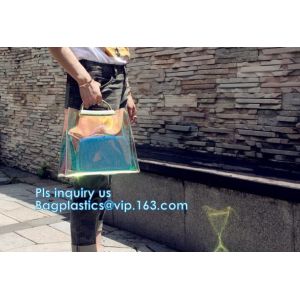 China top quality transparent pvc clear handbag, PVC Handbags Custom 2pcs in 1 Set Promotional Handbags, ZIPPER tote with colo on sale