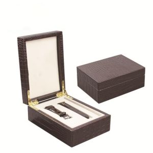 Rectangular Personalized Leather Watch Box Velvet Lining For Elegant Watch