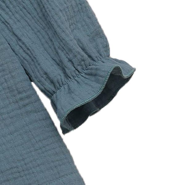 Toddler Baby Girls Muslin Cotton Fabric Long Sleeve Ruffle Trim Dresses Above Knee Dresses