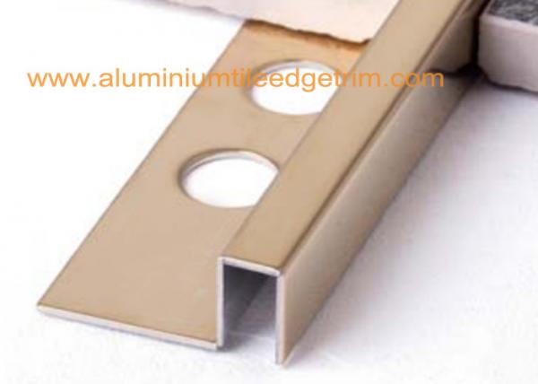 Quality Gold Mirror Stainless Steel Tile Trim 12mm , Stainless Steel Square Edge Tile Trim wholesale