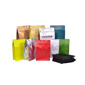 Cheap One pound Transparent Aluminum Foil eight side seal coffee bag with air valve for sale