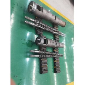 China Conical Twin Screw and Barrel with Max Output Capacity 150kg/h Surface Roughness Ra0.4um and Customizable Length on sale