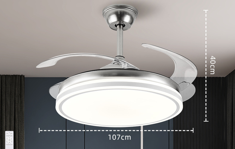 Factory 42 Inch Modern Indoor Decorative Retractable Ceiling Fan with LED Light
