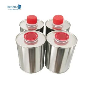 China 1 Gal Engine Oil Tin 1 Liter Metal Packaging Tins With Plastic Stopper Screw Lid on sale
