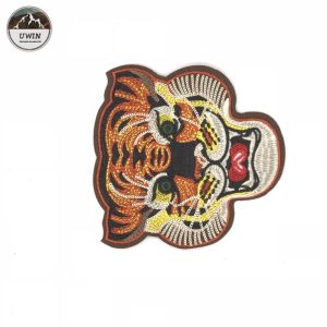 Animal Handmade Embroidered Cloth Patches , Large Tiger Patch With Hot Cut