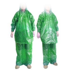 China Hiking Green PE Disposable Motorcycle Raincoat Set with Customized Logo and Beyond on sale