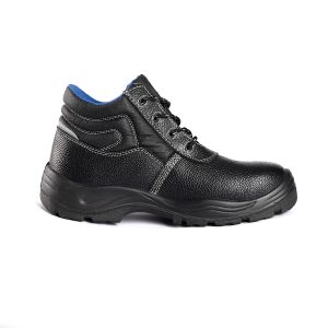 Embossed Cow Leather Upper Middle Cut Safety Shoes Anti Puncture Anti Static EVA