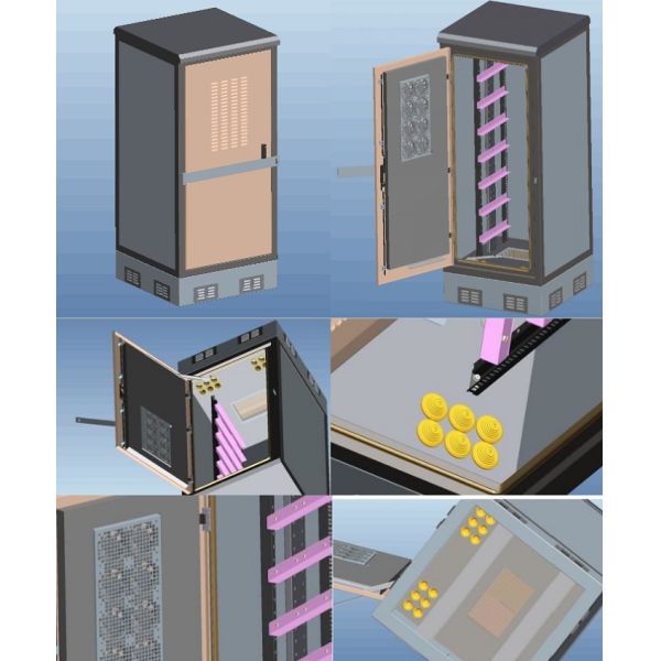 19 Inch Rack Mount Outdoor Telecom Cabinet Anti Theft Lock Bar 8 Ventilation Fan
