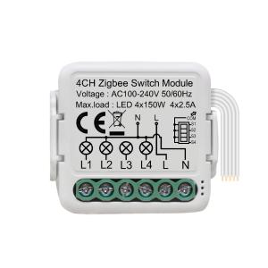 Cheap 4-Channel Smart Circuit Breaker Switch App &amp; Voice Controlled 10A Max Current ZigBee IEEE 802.15.4 For Above IOS 8.0 / Android 4.3 for sale