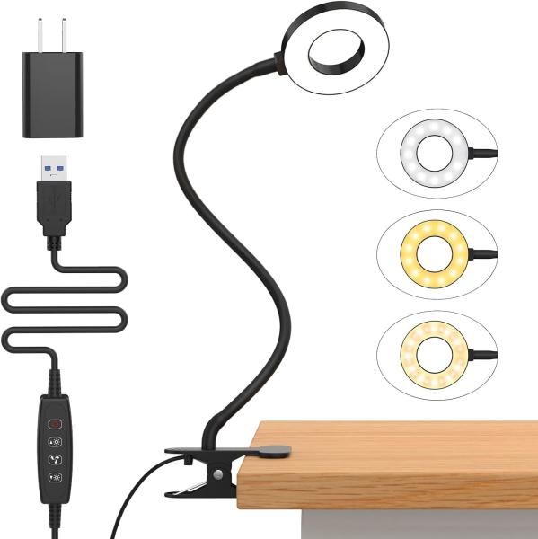 Quality Desk Lamp 3 Color Modes & 10 Brightness LED Reading Light with Clamp, Flexible Gooseneck Book Light Clip on Table wholesale