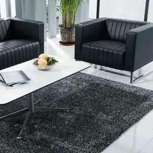 Comfortable Single Leather Sofa Black Sponge Material Metal Leg