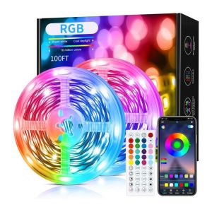 China 3M Aura BT Mesh Mobile Smart Phone APP Control Dimmable Flexible RGB SMD 5050 150 LED Strip Lights with 40 Keys Remote Control on sale