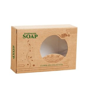 Personalized Custom Small Soap Gift Box Eco Friendly Cardboard Packaging With Window Kraft Paper Boxes For Home Made Soap