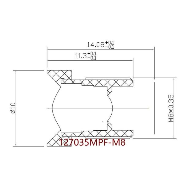 1/2.7" 3.5mm F2.5 Megapixel M8x0.35 mount 88degrees low distortion mini camera