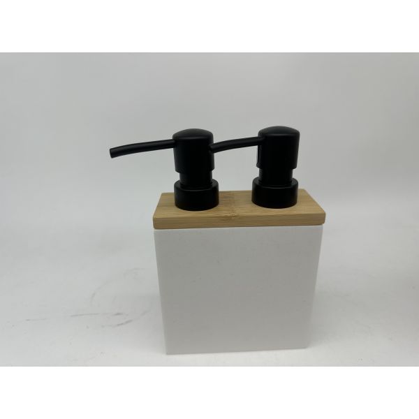 Sand stone twins soap dispenser with wood print top and double ABS pump heads hand soap dispenser soap pump