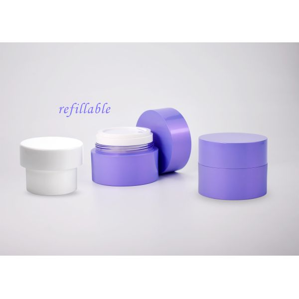 Quality Luxurious 50ml Double Wall Refillable Plastic Cosmetic Jar With Lids for Face Cream And Mask wholesale