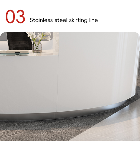 High Gloss Painting Glass Top Reception Desk For Meeting Room Furniture