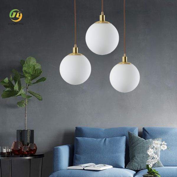 JYLIGHTING Nordic Simple Postmodern Personality Creative Bedside Lamp Single Head Milky White Glass Ball Modern Pendant Light