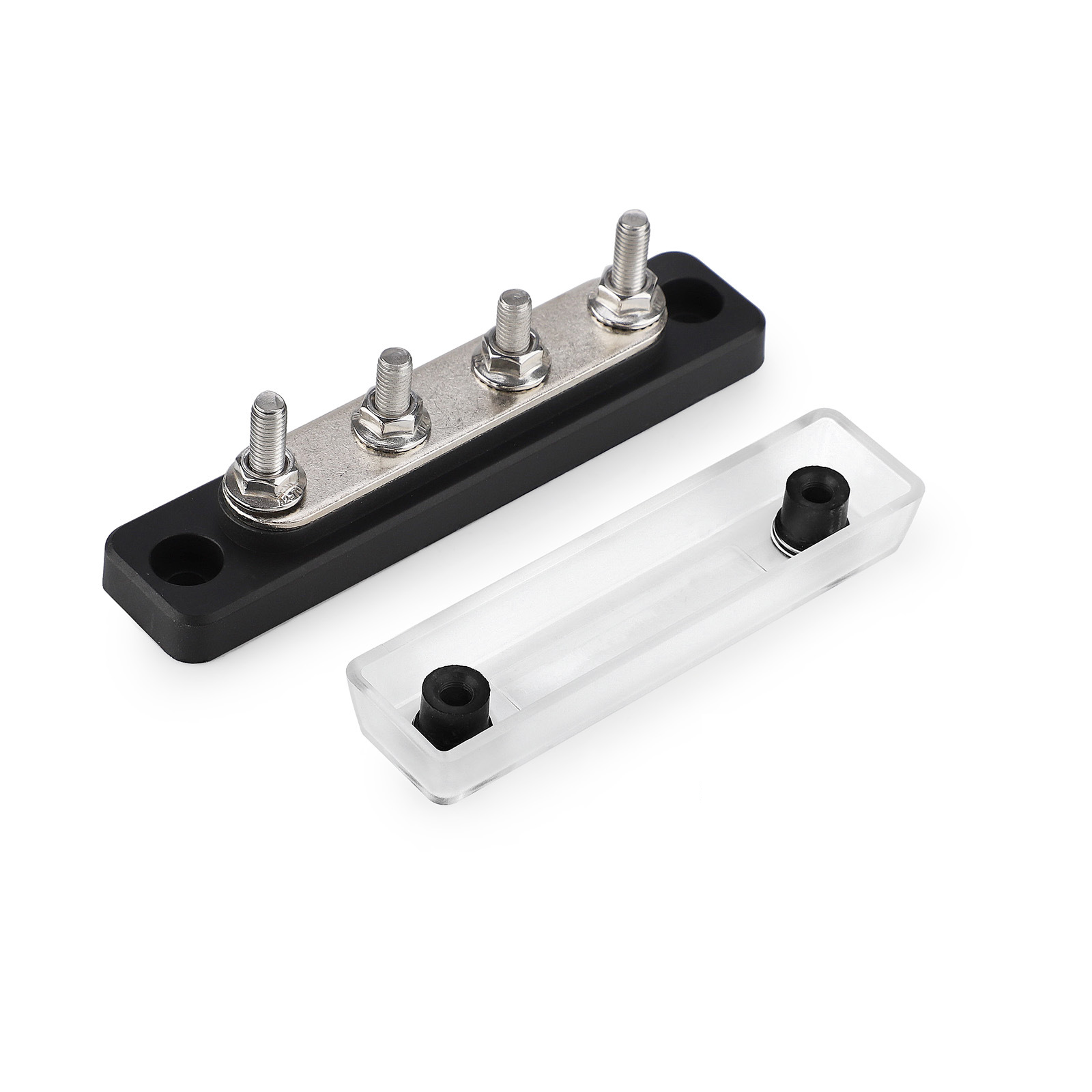 4 Way 100A Black Bus Bar Power Distribution Block for RV Marine Solar Applications