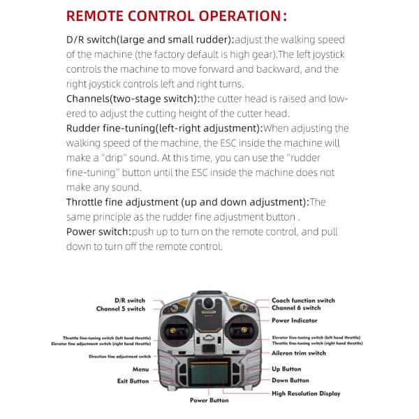 Uncovered Crawler Lawn Mower Grass Cutting Machine / Farm Cordless Lawnmower
