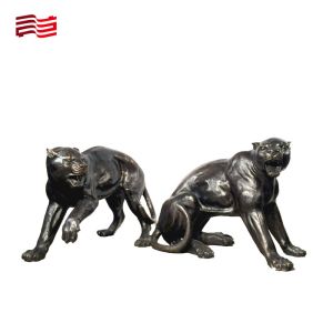Cheap Art Decoration Life-Size Bronze Panther Sculpture with Polished Finish in Custom Color for sale