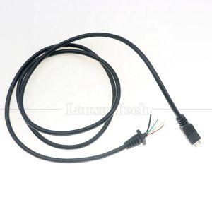 Custom Data Charging Shiled Micro Usb to Open Tinned Wire End Pigtail Power