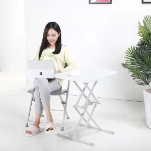 Wooden Foldable Elevating Desk White Height-Adjustable Computer Desk for Home