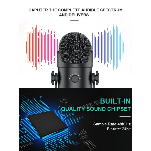 20Hz-20KHz Gaming Recording Microphone For PS 4&5 Headphone