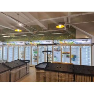 Grocery Store Refrigerator And Freezer Vertical Showcase Chiller