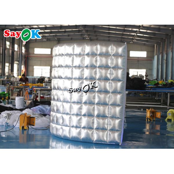 Professional Photo Studio Silver Led Light Backdrop Inflatable Photo Booth Wall 3x1.5x2.3mH For Wedding Party