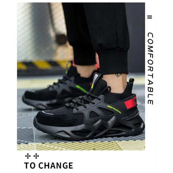 Comfortable And Durable Anti-Smashing EVA Sole Safety Shoes With Flying Knit Upper